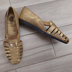 Bass COLLEEN GOLD Metallic Leather Slip On Loafer Flats.    Size 7.5N